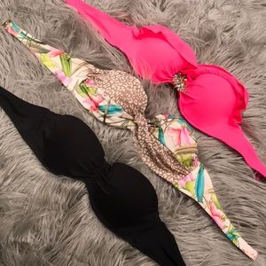 THREE Victoria Secret Bandeau Bikini Tops
